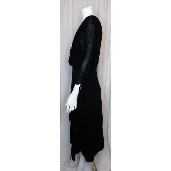 RACHEL COMEY Black Silk Midi 3/4 Ruched Floss Sleeve US 2 - Picture 7 of 13